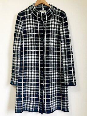 Vintage Cocogio Made in Italy Wool Blend B&W Plaid Knit Sweater